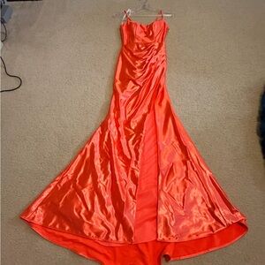Ellie Wilde Vibrant Orange Prom Dress
